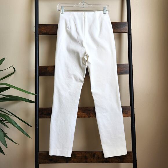 Nordstrom Women Ivory Stretchy Cotton Casual Pants Summer Ankle Slacks Size 2 - Picture 4 of 4
